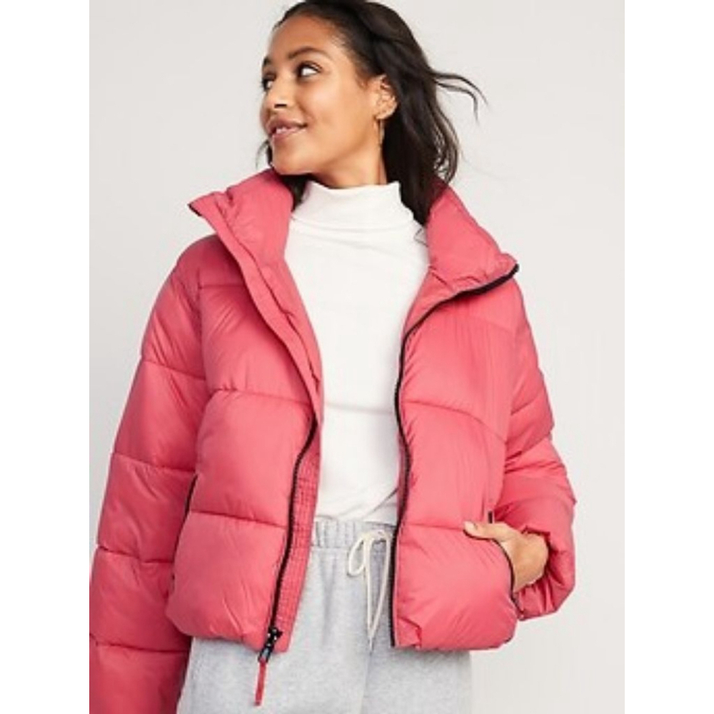 Old Navy Water Resistant Frost Free Short Puffer Jacket Pink Size XXL NWT